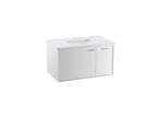 KOHLER K-CM99543-BD1-1WA Jute 36" Wall-Hung Bathroom Vanity Cabinet With Sink And Quartz Top - Linen White