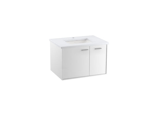 KOHLER K-CM99541-BD1-1WA Jute 30" Wall-Hung Bathroom Vanity Cabinet With Sink And Quartz Top In Linen White