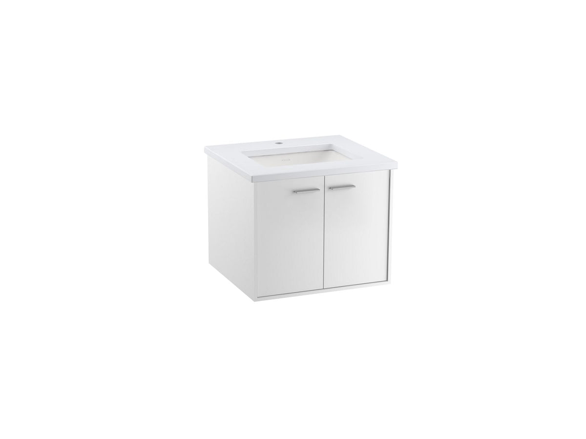 KOHLER K-CM99539-BD1-1WA Jute 24" Wall-Hung Bathroom Vanity Cabinet With Sink And Quartz Top - Linen White
