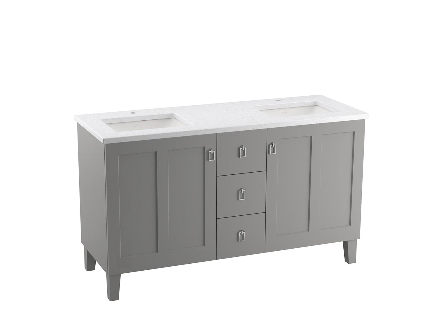 KOHLER K-99537-LG-1WT Poplin 60" Bathroom Vanity Cabinet In Mohair Grey