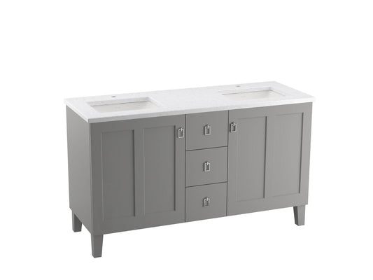 KOHLER K-99537-LG-1WT Poplin 60" Bathroom Vanity Cabinet In Mohair Grey