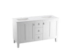 KOHLER K-CM99537-BD1-1WT Poplin 60" Bathroom Vanity Cabinet With Sinks And Quartz Top - Mohair Grey