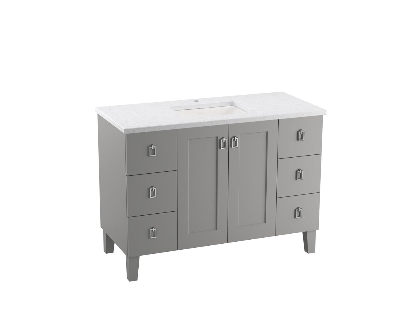 KOHLER K-99535-LG-1WT Poplin 48" Bathroom Vanity Cabinet In Mohair Grey