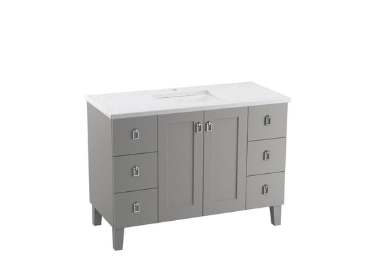 KOHLER K-CM99535-BD1-1WT Poplin 48" Bathroom Vanity Cabinet With Sink And Quartz Top In Mohair Grey