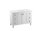 KOHLER K-CM99535-BD1-1WT Poplin 48" Bathroom Vanity Cabinet With Sink And Quartz Top - Mohair Grey