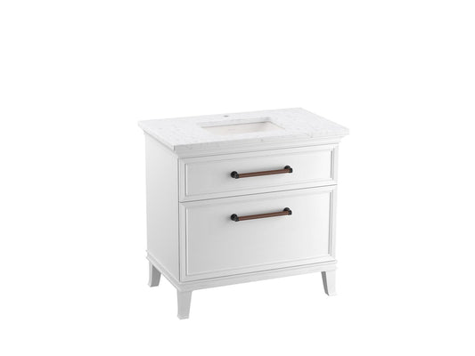 KOHLER K-CM33559-BD1-1WA Artifacts 36" Bathroom Vanity Cabinet With Sink And Quartz Top In Linen White