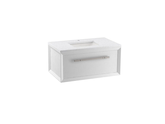 KOHLER K-CM33562-BD1-0 Enivo 36" Wall-Hung Bathroom Vanity Cabinet With Sink And Quartz Top In White