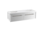 KOHLER K-CM33563-BD1-GL7 Enivo 60" Wall-Hung Bathroom Vanity Cabinet With Sinks And Quartz Top - Gloss Black