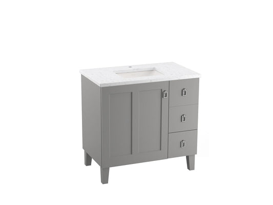 KOHLER K-99533-LGR-1WT Poplin 36" Bathroom Vanity Cabinet In Mohair Grey