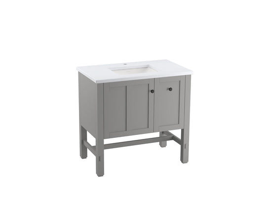 KOHLER K-CM5288-BD1-1WT Tresham 36" Bathroom Vanity Cabinet With Sink And Quartz Top In Mohair Grey