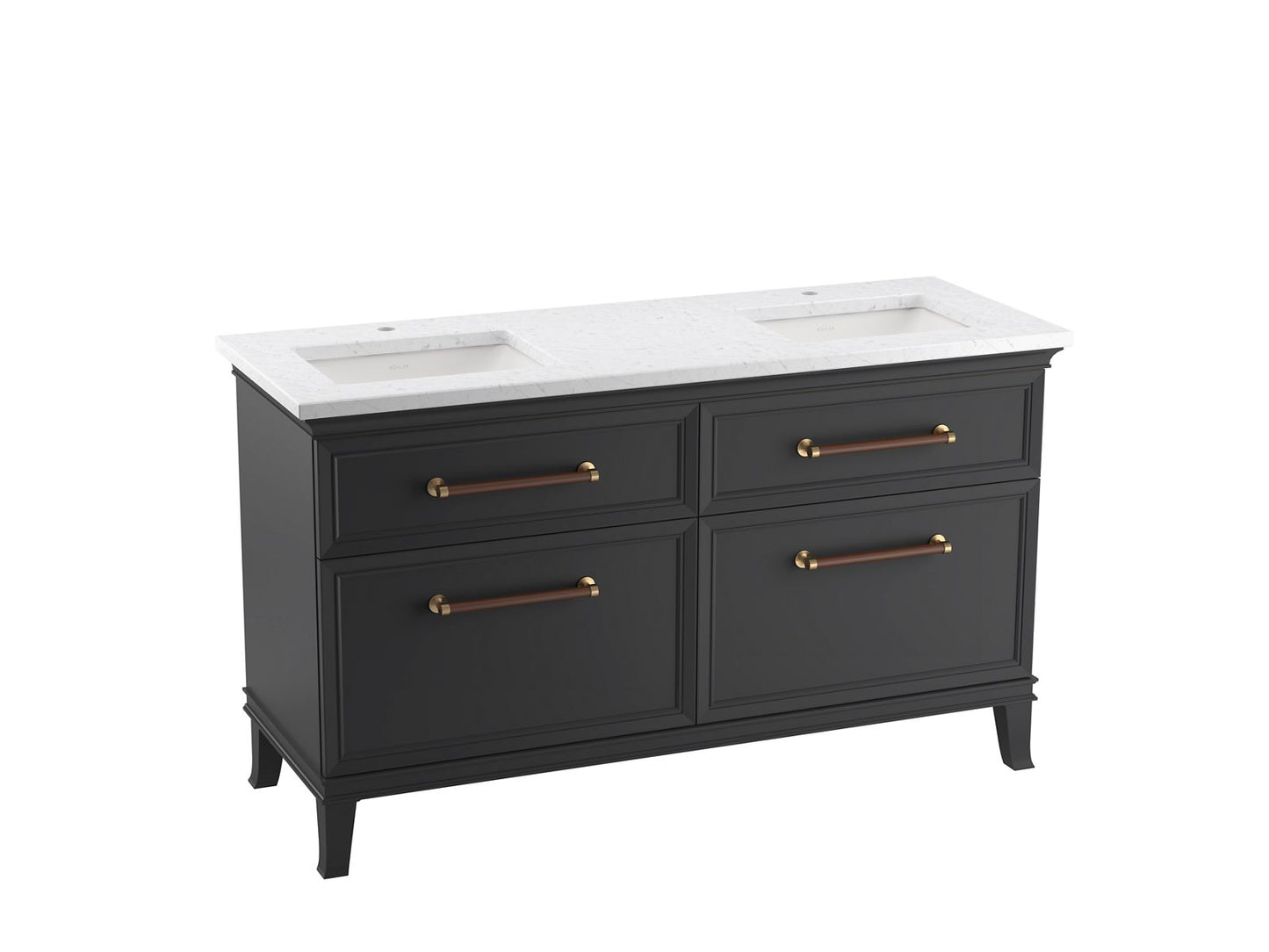 KOHLER K-CM33560-BD1-1WX Artifacts 60" Bathroom Vanity Cabinet With Sinks And Quartz Top In Slate Grey