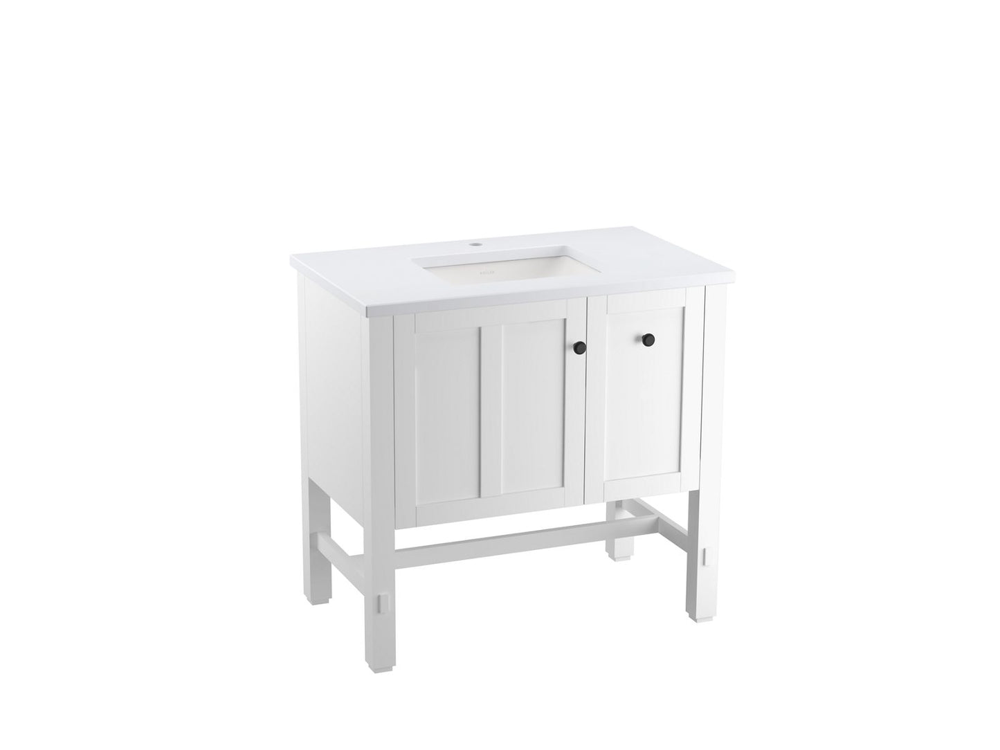 KOHLER K-CM5288-BD1-1WA Tresham 36" Bathroom Vanity Cabinet With Sink And Quartz Top In Linen White