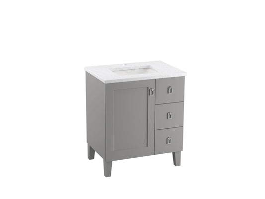 KOHLER K-99530-LGR-1WT Poplin 30" Bathroom Vanity Cabinet In Mohair Grey