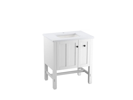 KOHLER K-CM5289-BD1-1WA Tresham 30" Bathroom Vanity Cabinet With Sink And Quartz Top In Linen White