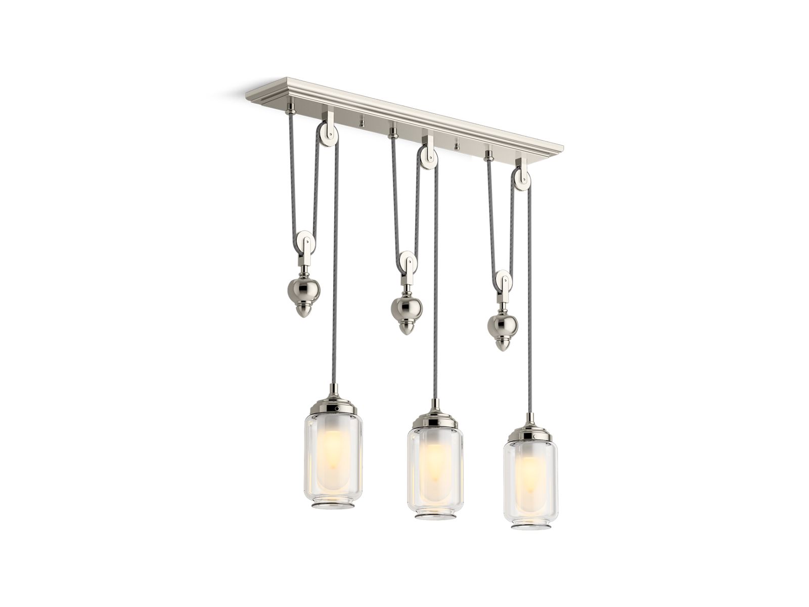 KOHLER K-22659-CH03-SNL Artifacts 27-1/2" Adjustable Linear Chandelier In Polished Nickel