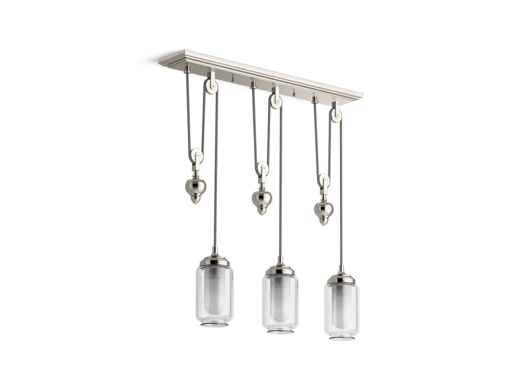 KOHLER K-22659-CH03-SNL Artifacts 27-1/2" Adjustable Linear Chandelier In Polished Nickel
