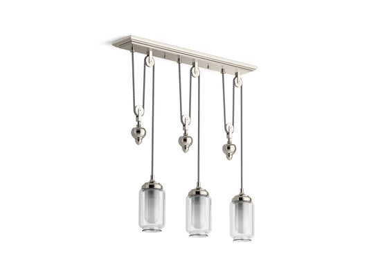 KOHLER K-22659-CH03-SNL Artifacts 27-1/2" Adjustable Linear Chandelier In Polished Nickel
