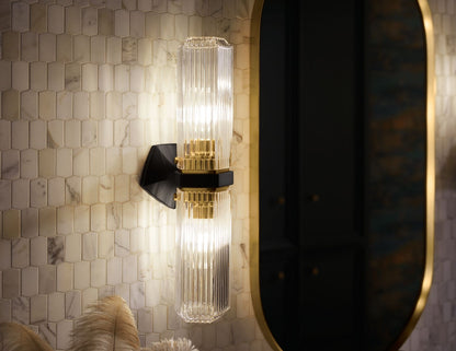 KOHLER K-31777-SC02-BML Occasion Two-light sconce - Black with Brass Trim