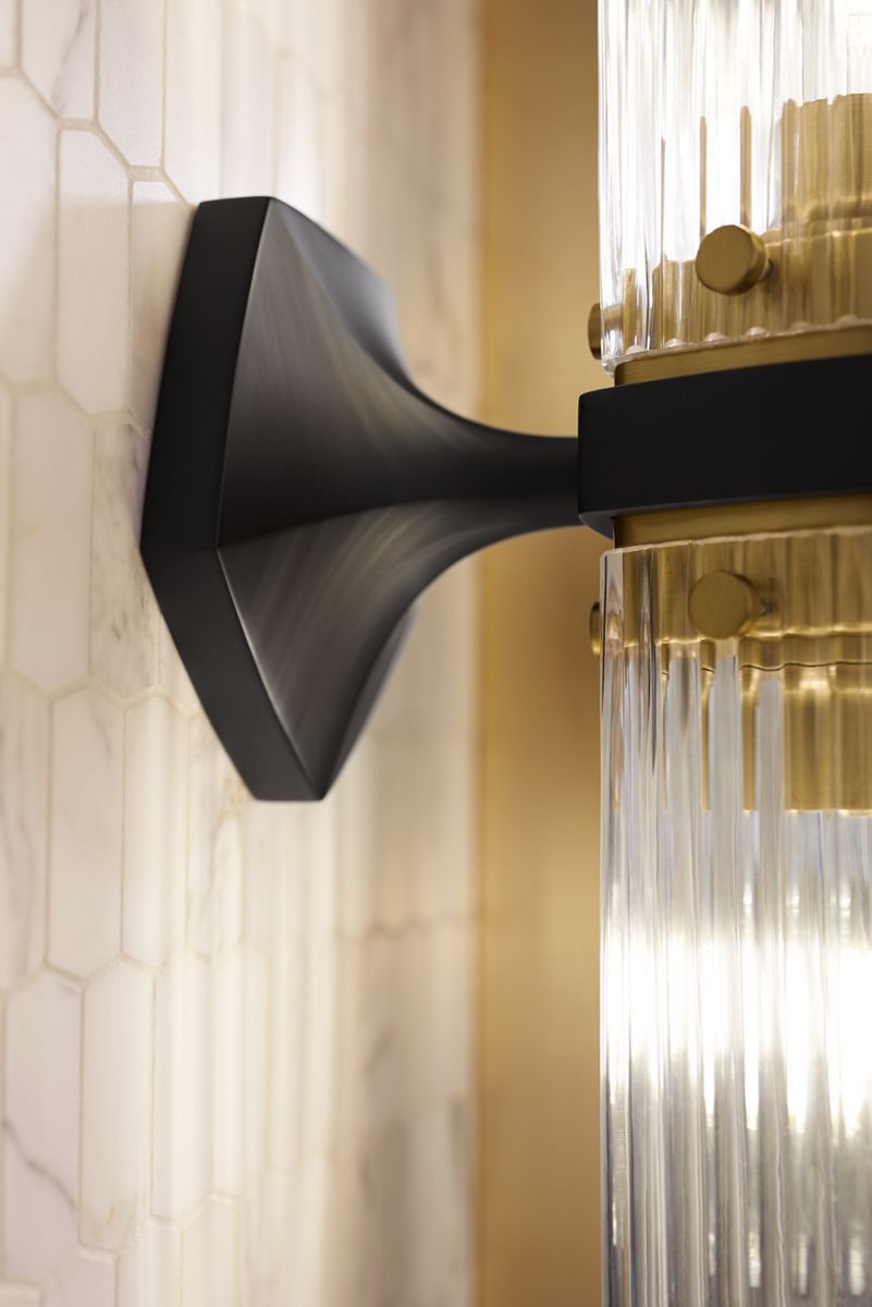 KOHLER K-31777-SC02-BML Occasion Two-Light Sconce - Black With Brass Trim