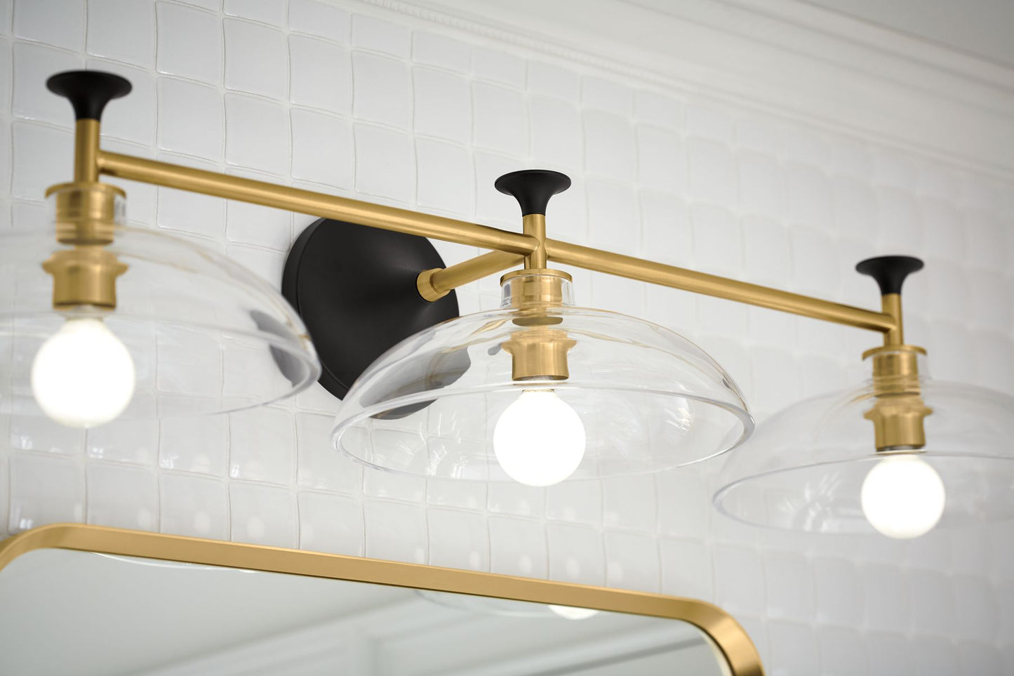 KOHLER K-31770-SC03-BML Tone Three-light sconce - Black with Brass Trim