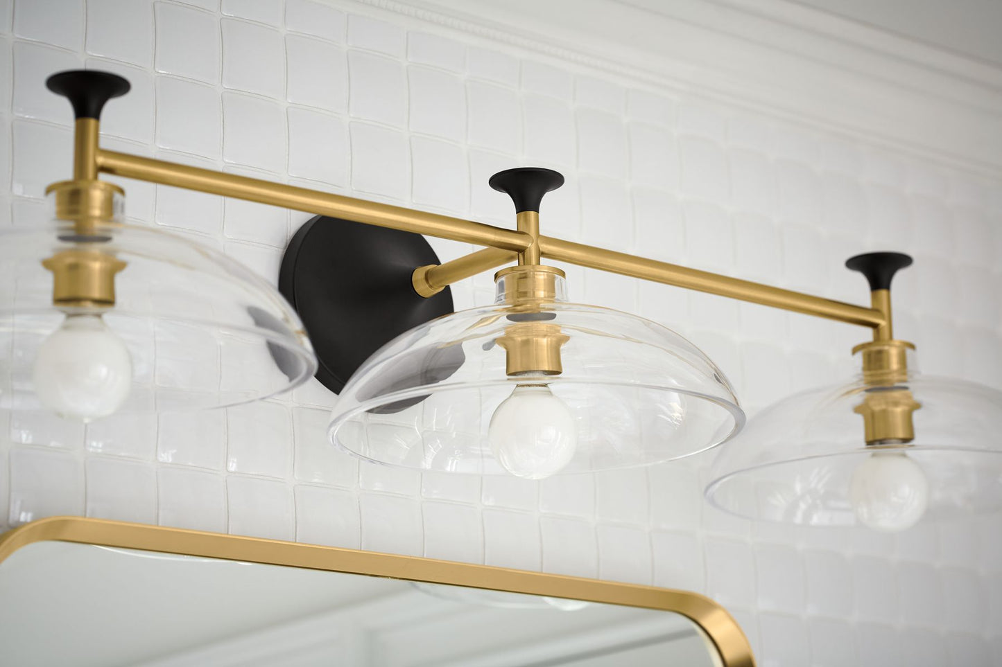 KOHLER K-31770-SC03-BML Tone Three-light sconce - Black with Brass Trim