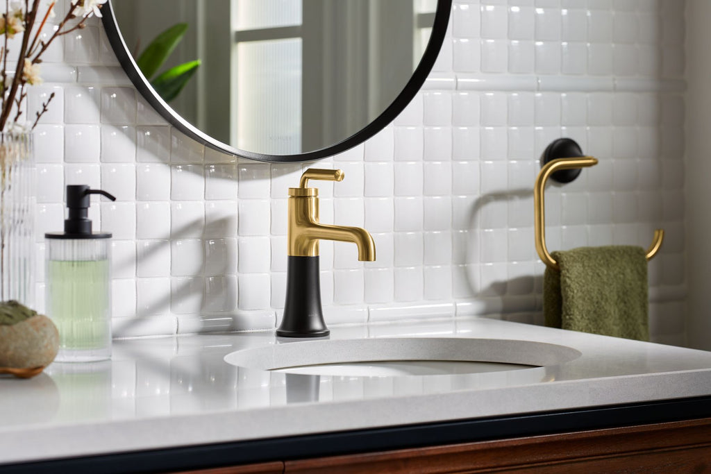 KOHLER K-27415-4N-2MB Tone Single-Handle Bathroom Sink Faucet, 0.5 Gpm - Vibrant Brushed Moderne Brass
