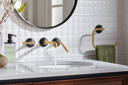 KOHLER K-T26439-4-2MB Tone Wall-mount bathroom sink faucet trim, 1.2 gpm - Vibrant Brushed Moderne Brass