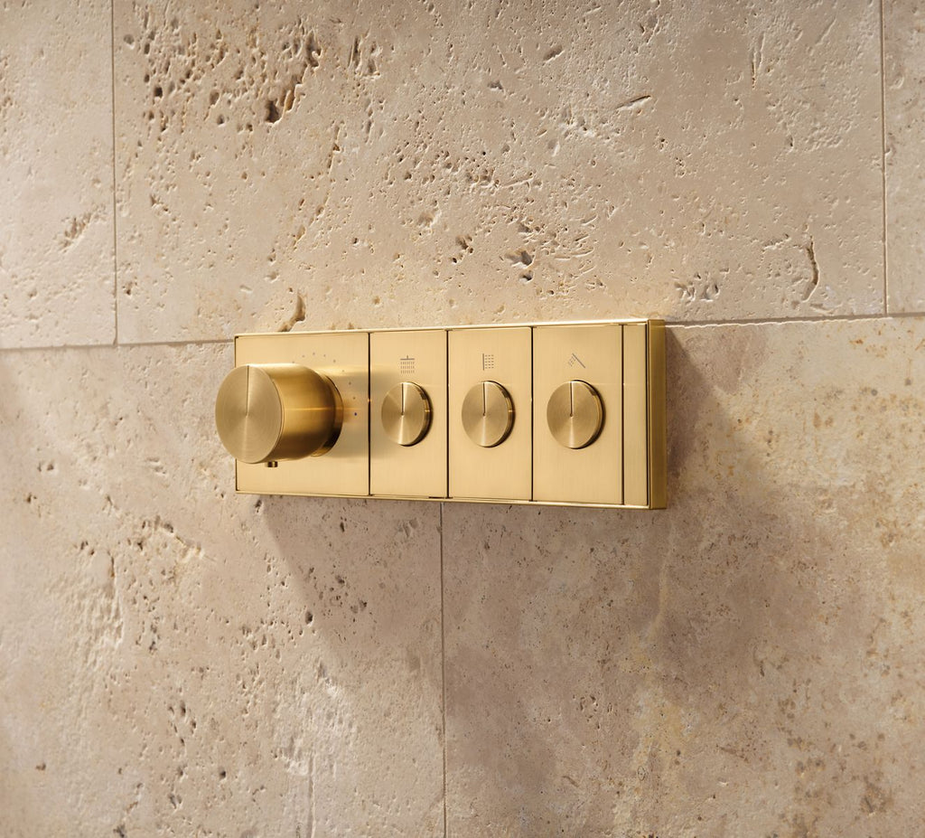 KOHLER K-26347-9-CP Anthem Three-Outlet Recessed Mechanical Thermostatic Valve Control - Polished Chrome
