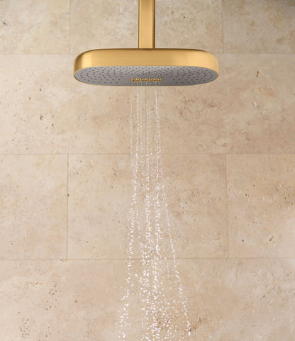 KOHLER K-26295-2MB Statement Oblong 14" two-function rainhead, 2.5 gpm - Vibrant Brushed Moderne Brass