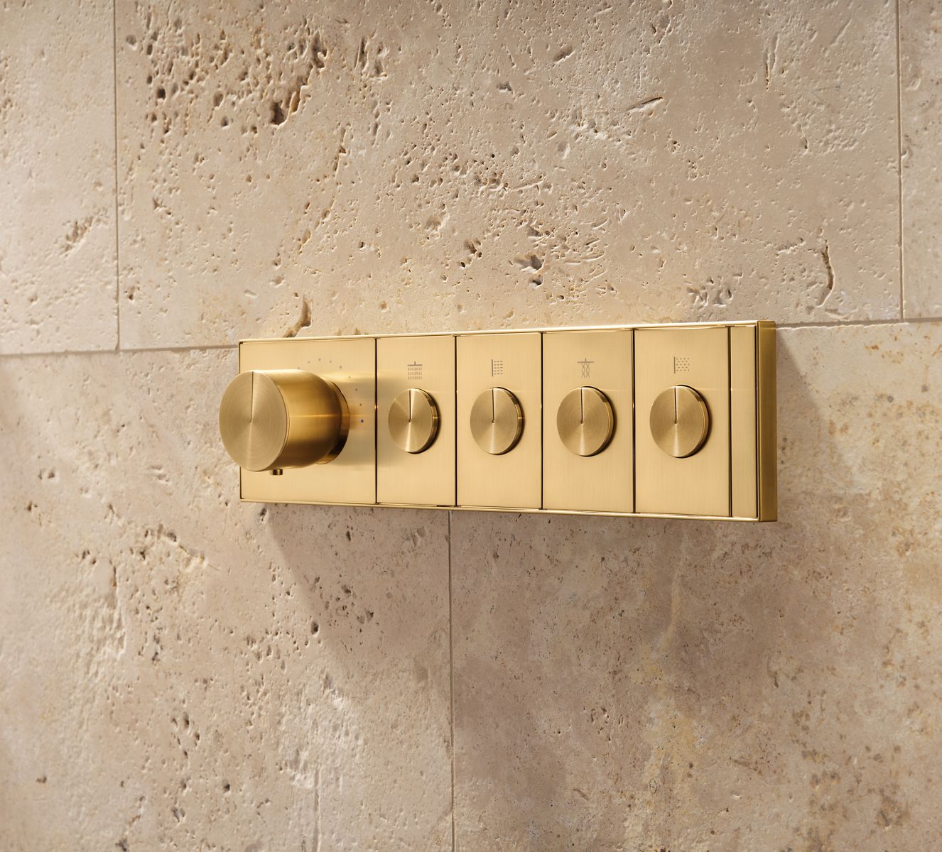 KOHLER K-26348-9-2MB Anthem Four-Outlet Recessed Mechanical Thermostatic Valve Control - Vibrant Brushed Moderne Brass