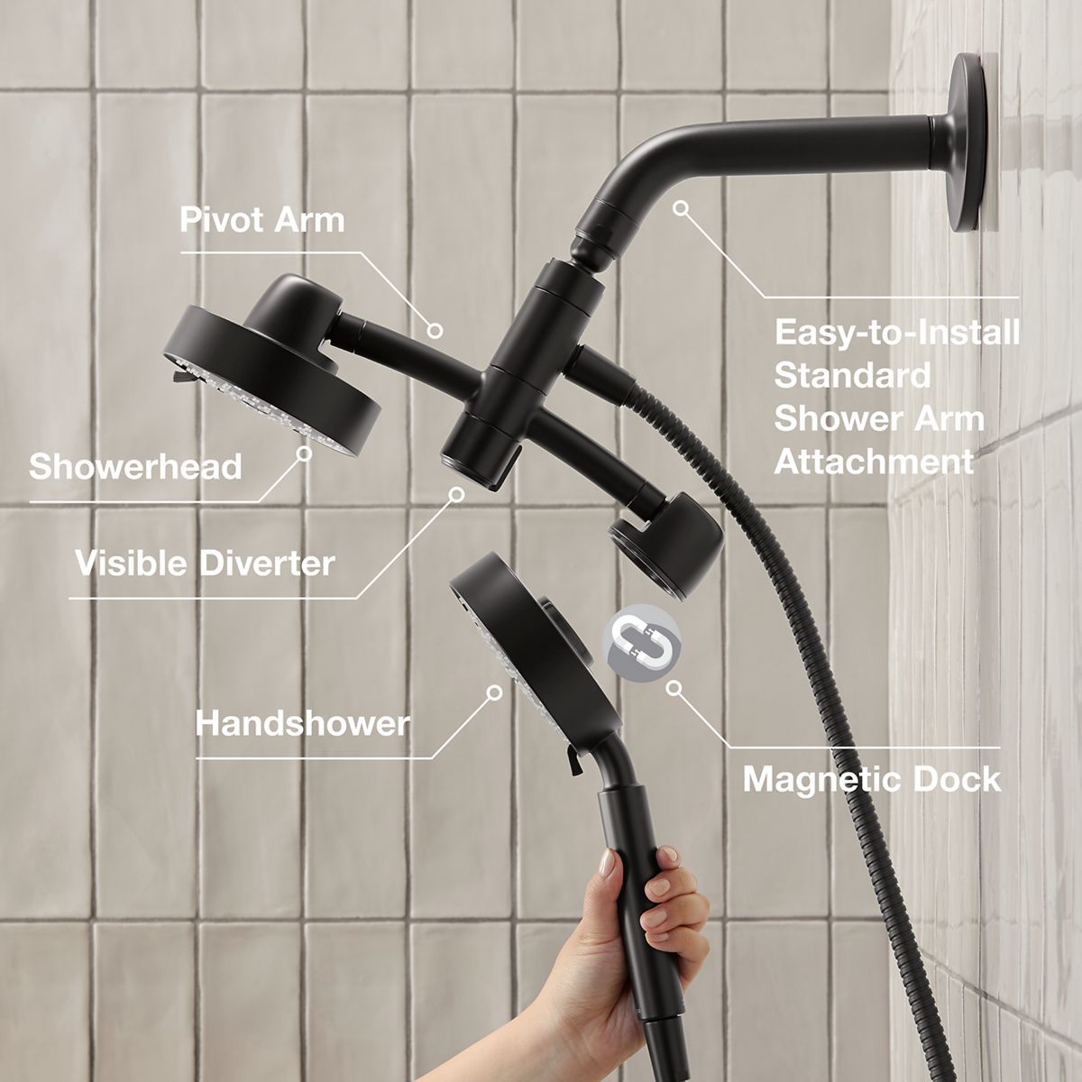 KOHLER K-23219-BN Purist 2-In-1 Multifunction 2.5 Gpm Shower Combo Kit - Vibrant Brushed Nickel