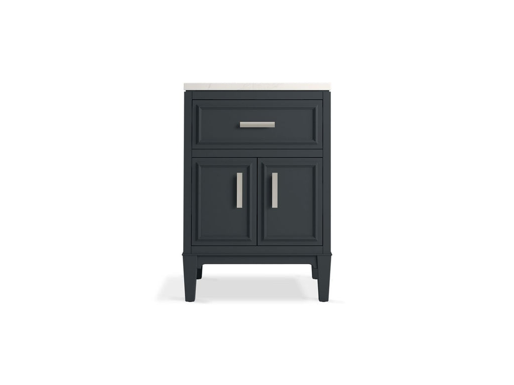 KOHLER K-33543-ASB-0 Southerk 24" Bathroom Vanity Cabinet With Sink And Quartz Top - White