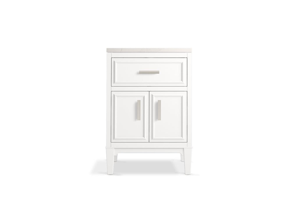 KOHLER K-33543-ASB-0 Southerk 24" Bathroom Vanity Cabinet With Sink And Quartz Top - White