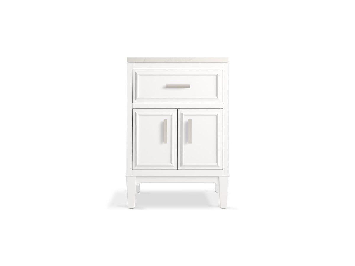 KOHLER K-33543-ASB-0 Southerk 24" Bathroom Vanity Cabinet With Sink And Quartz Top - White