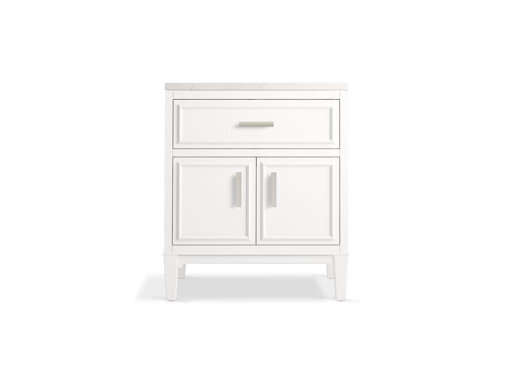 KOHLER K-33544-ASB-0 Southerk 30" Bathroom Vanity Cabinet With Sink And Quartz Top - White
