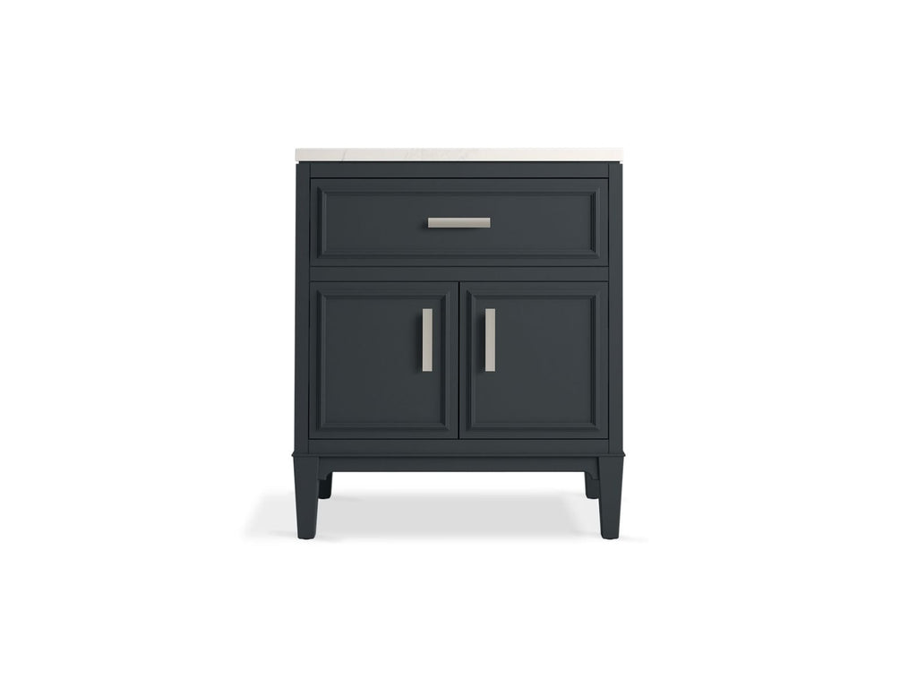 KOHLER K-33544-ASB-0 Southerk 30" Bathroom Vanity Cabinet With Sink And Quartz Top - White