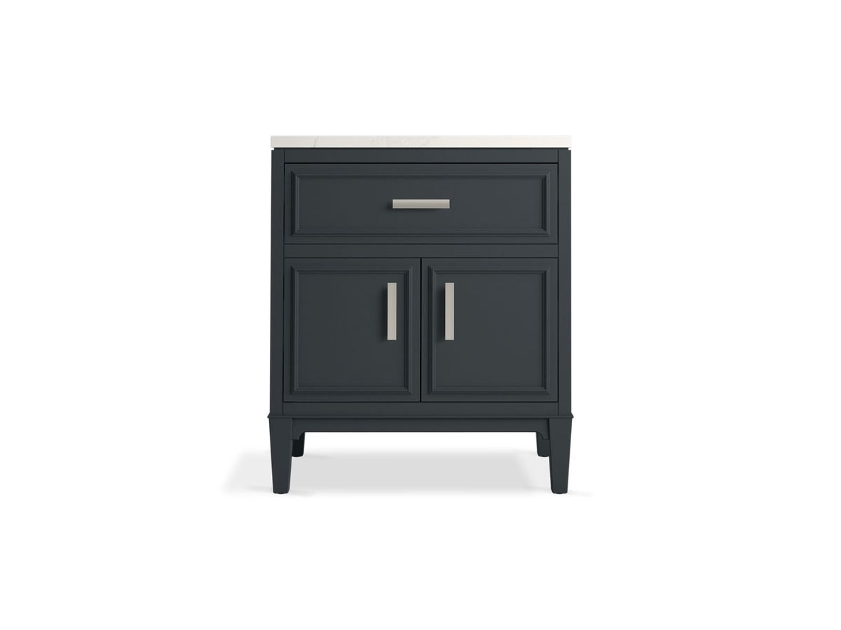 KOHLER K-33544-ASB-0 Southerk 30" Bathroom Vanity Cabinet With Sink And Quartz Top - White