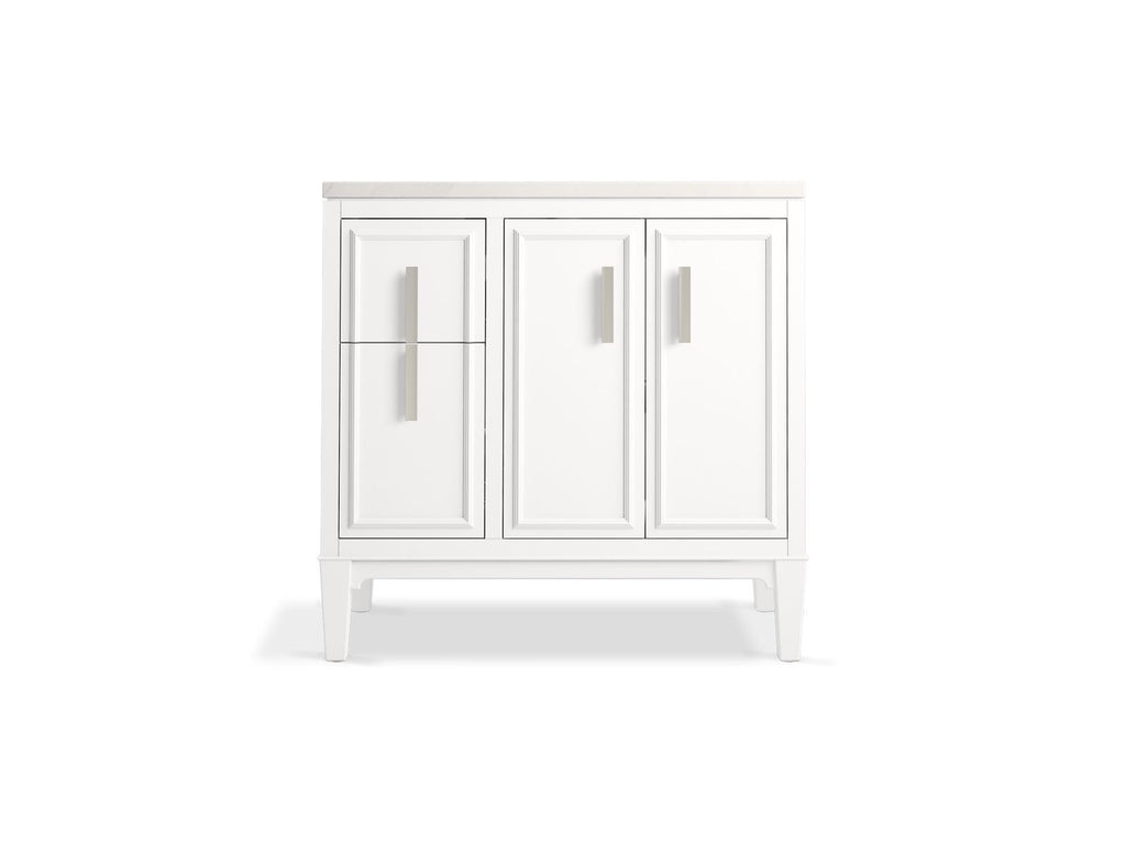 KOHLER K-33545-ASB-0 Southerk 36" Bathroom Vanity Cabinet With Sink And Quartz Top - White