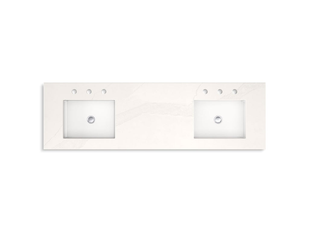 KOHLER K-33547-ASB-0 Southerk 60" Bathroom Vanity Cabinet With Sinks And Quartz Top - White