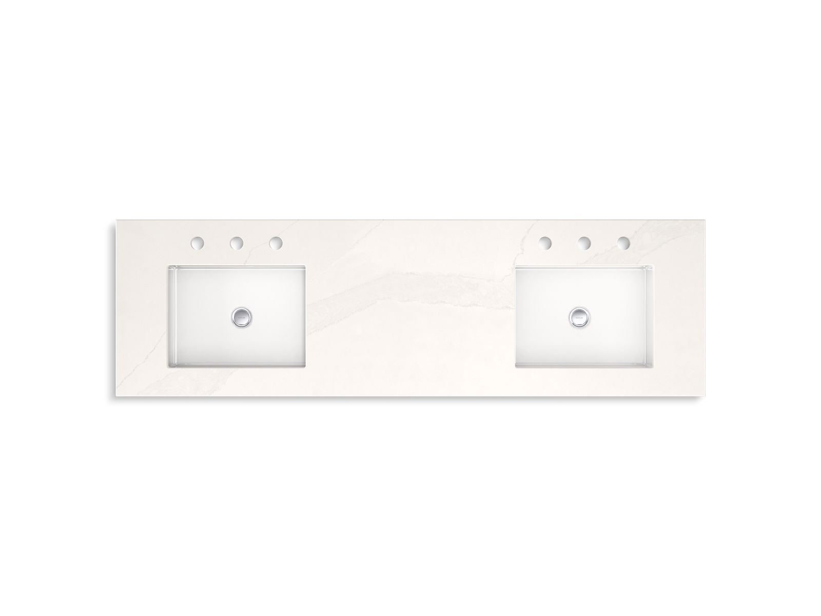 KOHLER K-33547-ASB-0 Southerk 60" Bathroom Vanity Cabinet With Sinks And Quartz Top - White