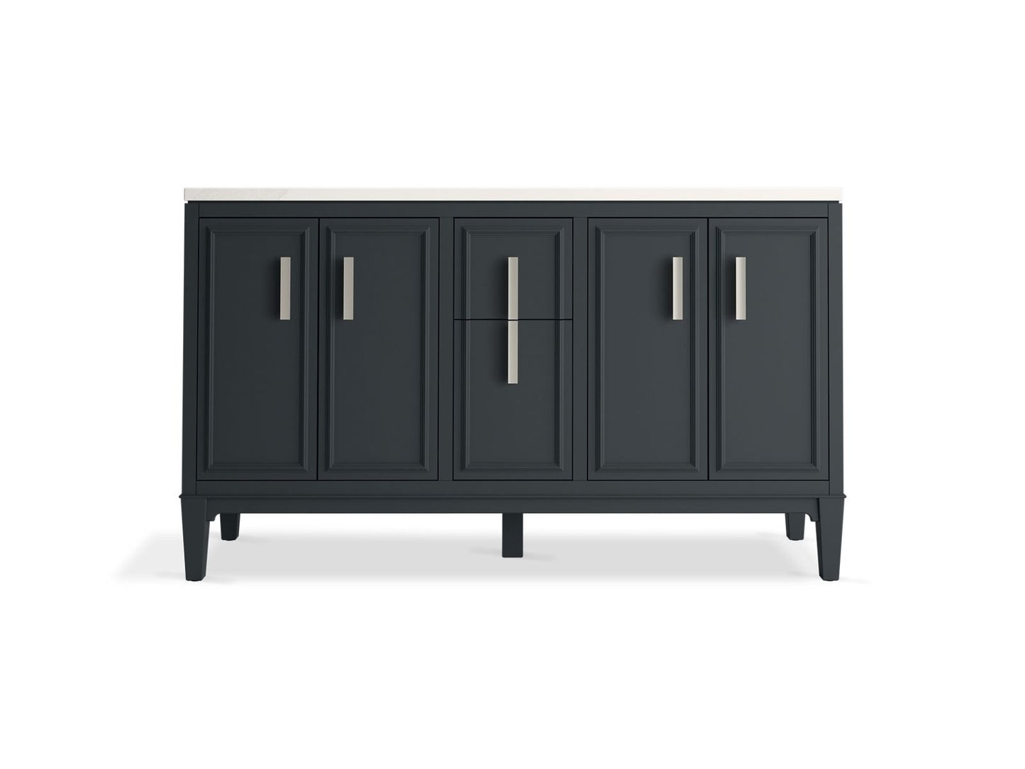 KOHLER K-33547-ASB-1WX Southerk 60" Bathroom Vanity Cabinet With Sinks And Quartz Top In Slate Grey