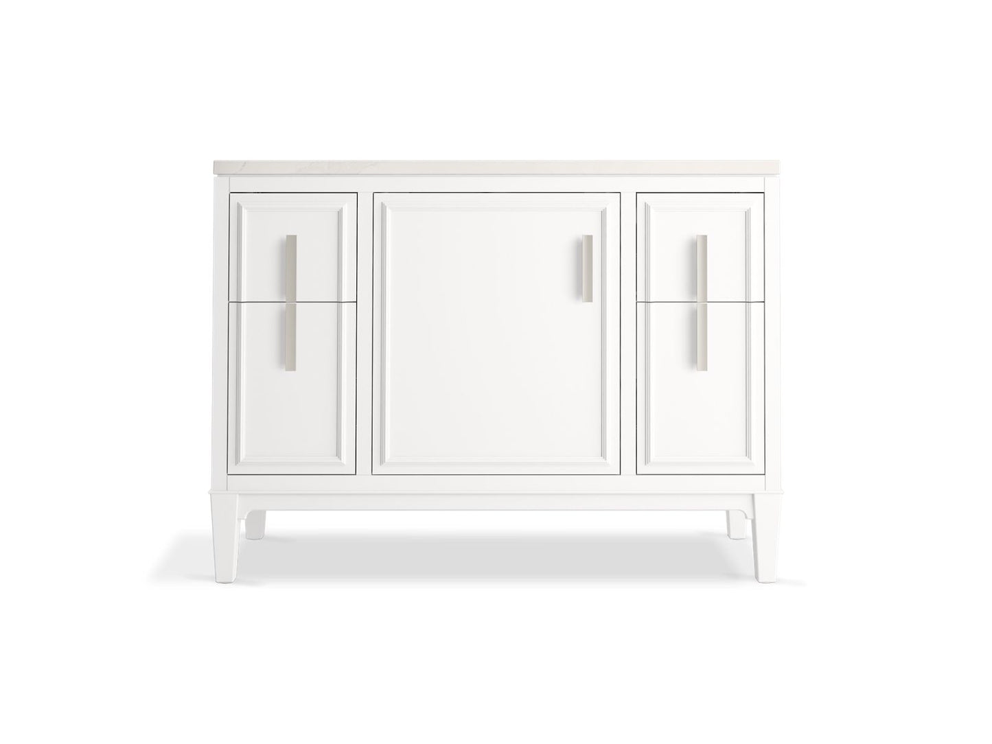 KOHLER K-33546-ASB-0 Southerk 48" Bathroom Vanity Cabinet With Sink And Quartz Top In White