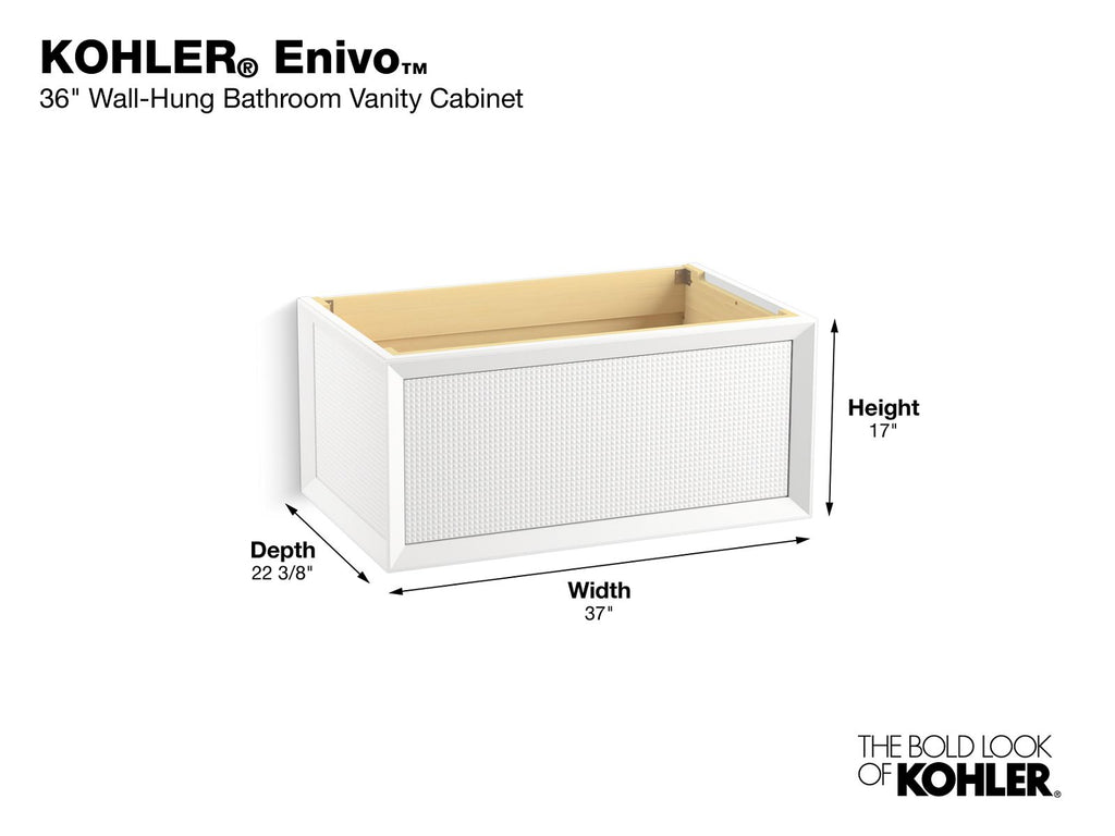 KOHLER K-33562-0 Enivo 36" Wall-Hung Bathroom Vanity Cabinet - White