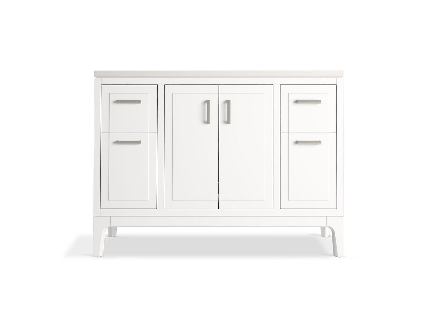 KOHLER K-33554-ASB-0 Seer 48" Bathroom Vanity Cabinet With Sink And Quartz Top In White