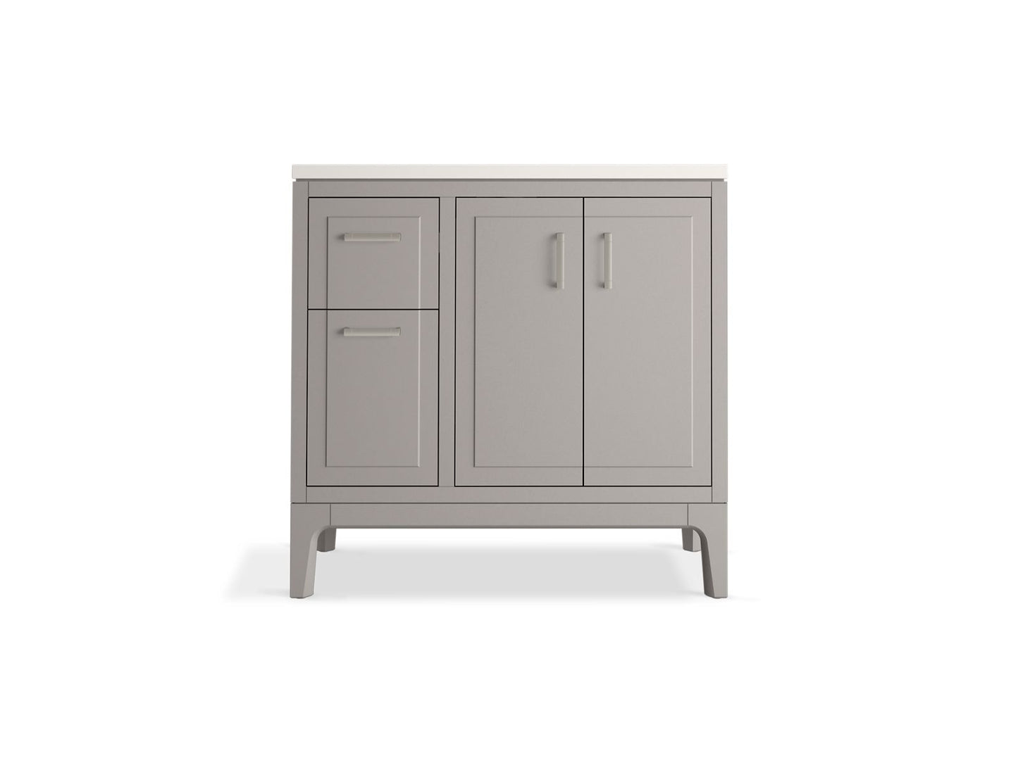 KOHLER K-33553-ASB-1WT Seer 36" Bathroom Vanity Cabinet With Sink And Quartz Top In Mohair Grey