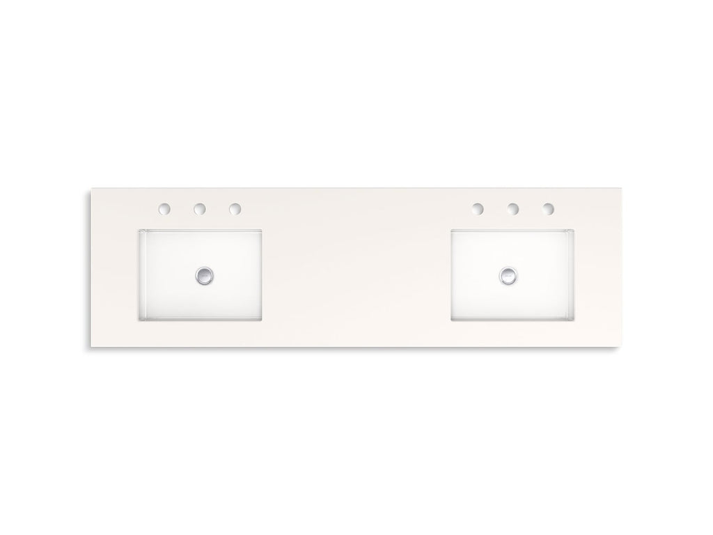 KOHLER K-33555-ASB-0 Seer 60" Bathroom Vanity Cabinet With Sinks And Quartz Top - White