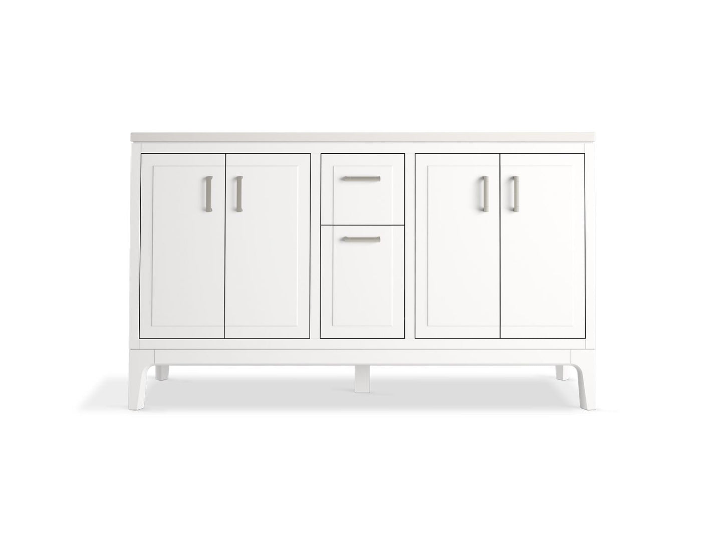 KOHLER K-33555-ASB-0 Seer 60" Bathroom Vanity Cabinet With Sinks And Quartz Top In White