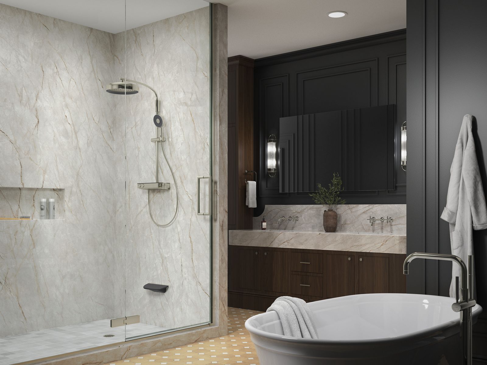 KOHLER K-26337-9-CP Anthem Two-Way Exposed Thermostatic Valve With Shower Column For Rainhead And Handshower - Polished Chrome