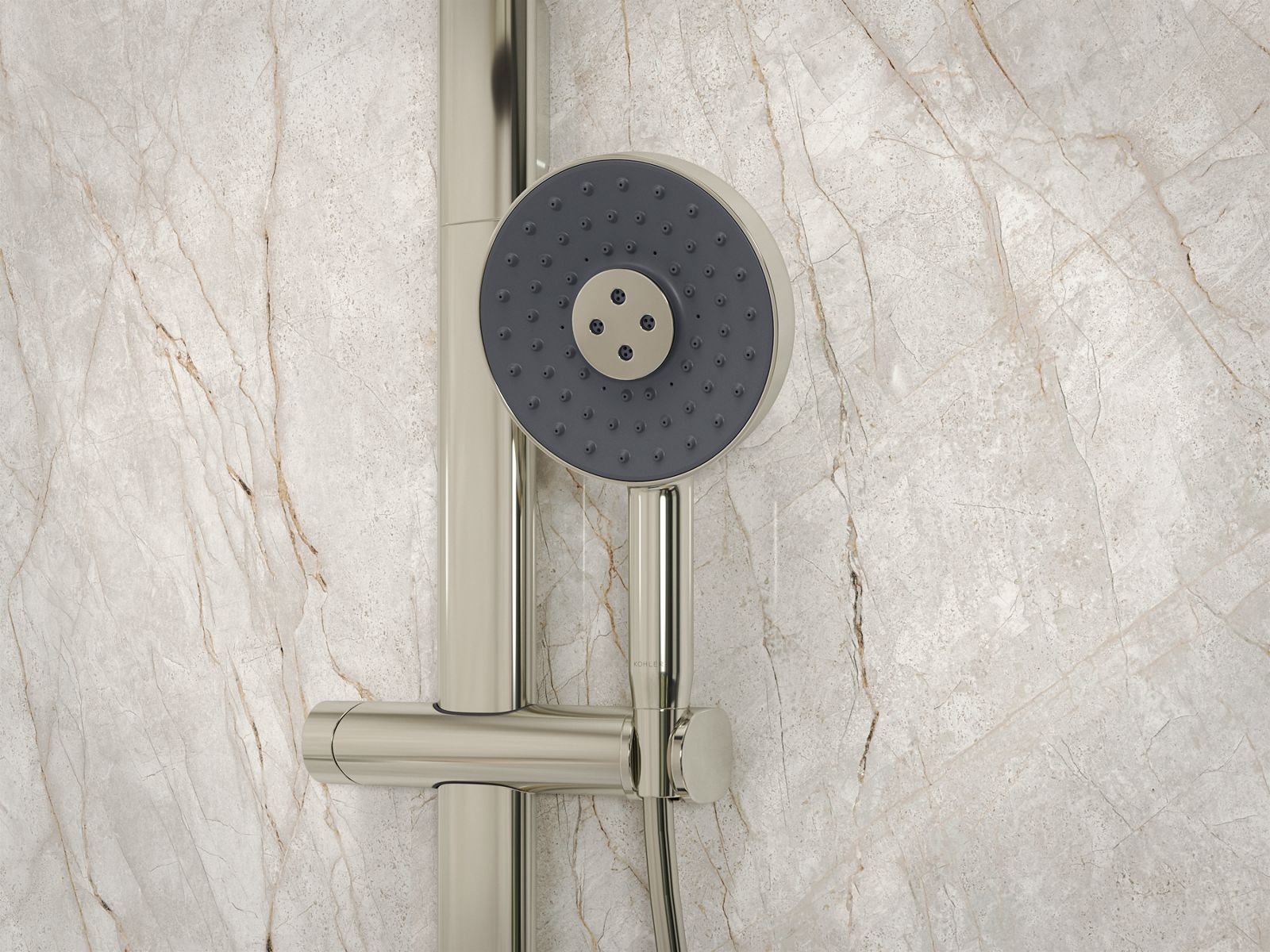KOHLER K-26282-2MB Statement Round Three-Function Handshower, 2.5 Gpm - Vibrant Brushed Moderne Brass