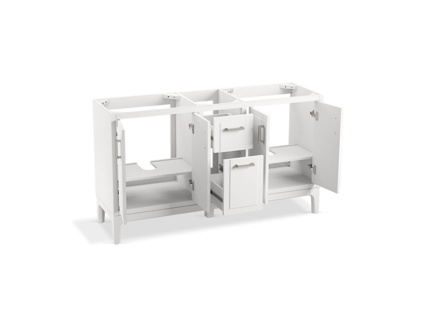 KOHLER K-33555-ASB-0 Seer 60" Bathroom Vanity Cabinet With Sinks And Quartz Top In White